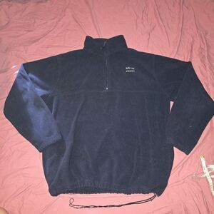 Queensboro Blue/Black Fleece Sweatshirt 1/4 Zip Long Sleeve Sz L VTG